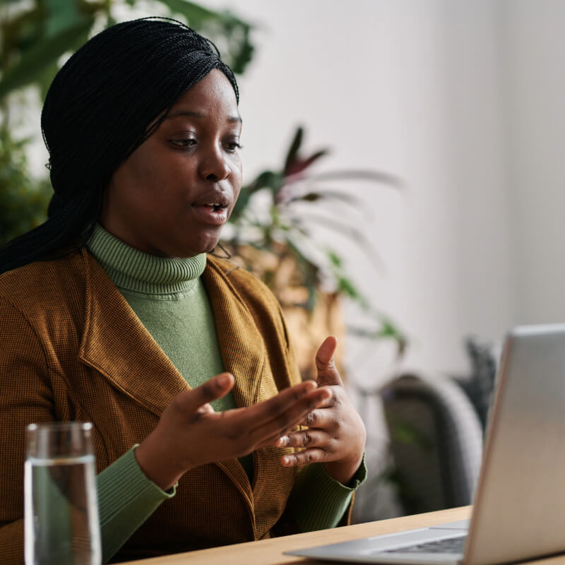 woman having an online session